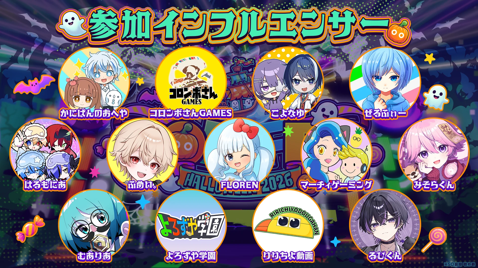 ロブフェス‐ハロウィン2026の参加インフルエンサー一覧